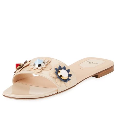 fendi flowerland sandals beige|discounted fendi sandals.